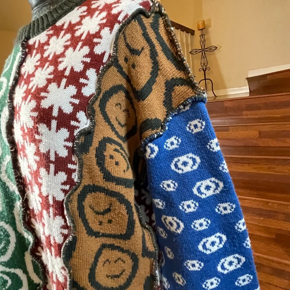 The Ragged Priest Patchwork Colorblock Chunky-Knit Pullover Sweater S Multicolor - Picture 3 of 11